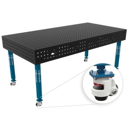 Banco per saldatura con ruote SteelEco GPPH 2x1mt spessore 8mm, fori 16mm in griglia 50x50mm