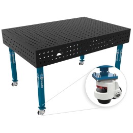 Banco per saldatura con ruote SteelEco GPPH 1,5x1mt spessore 8mm, fori 16mm in griglia 50x50mm
