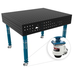 Banco per saldatura con ruote SteelEco GPPH 1,2x1mt spessore 8mm, fori 16mm in griglia 50x50mm
