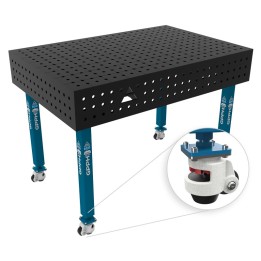 Banco per saldatura con ruote SteelEco GPPH 1,2x0,8mt spessore 8mm, fori 16mm in griglia 50x50mm