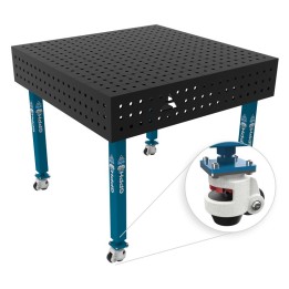 Banco per saldatura con ruote SteelEco GPPH 1x1mt spessore 8mm, fori 16mm in griglia 50x50mm