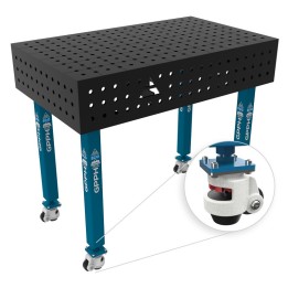 Banco per saldatura con ruote SteelEco GPPH 1x0,6mt spessore 8mm, fori 16mm in griglia 50x50mm
