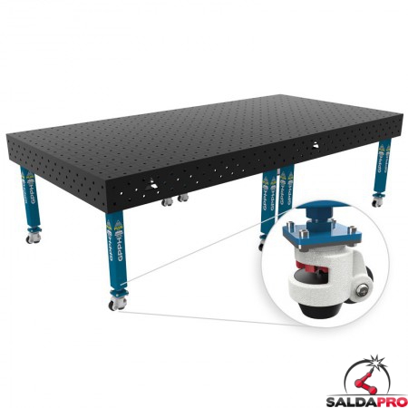 Banco per saldatura con ruote SteelPlus GPPH 3x1,48mt spessore 12mm, fori 16mm