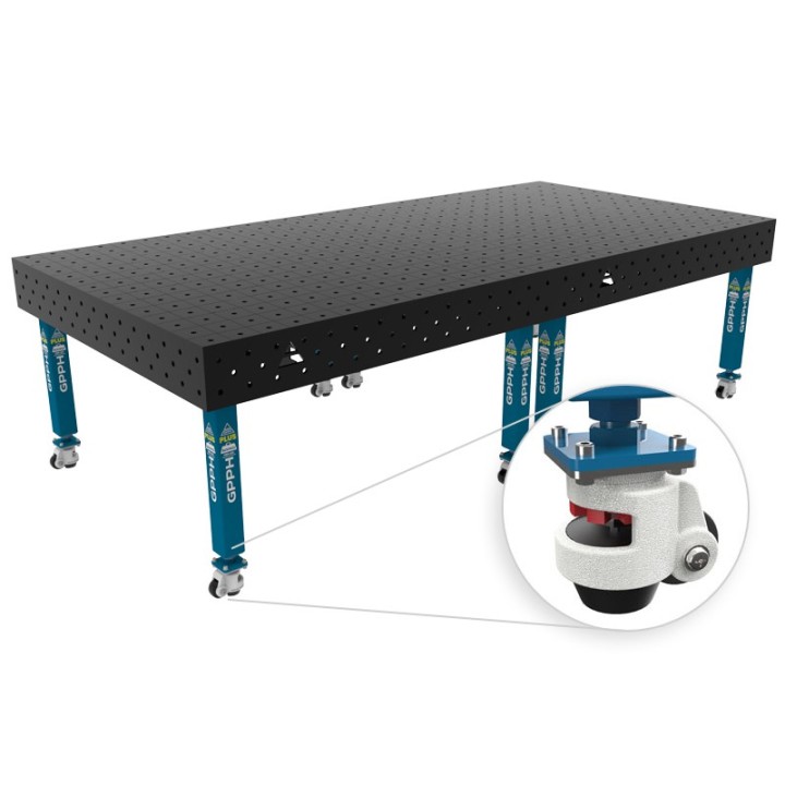 Banco per saldatura con ruote SteelPlus GPPH 3x1,48mt spessore 12mm, fori 16mm