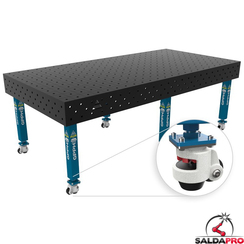 Banco per saldatura con ruote SteelPlus GPPH 2,4x1,2mt spessore 12mm, fori 16mm Banco per saldatura con ruote SteelPlus GPPH 2,4x1,2mt spessore 12mm, fori 16mm