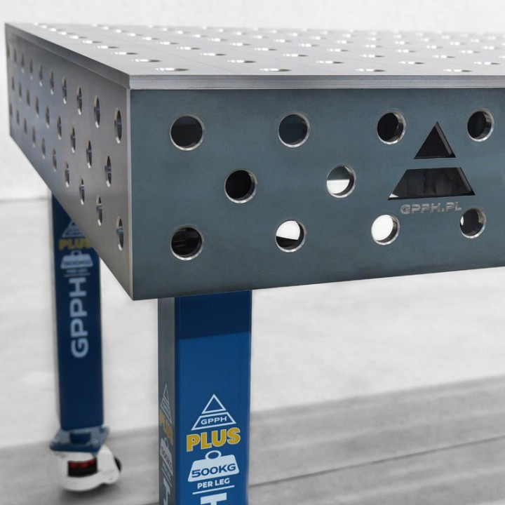 Banco per saldatura con ruote SteelPlus GPPH 2x1mt spessore 12mm, fori 16mm