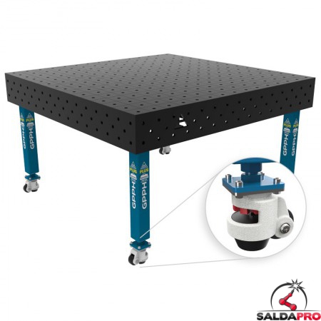 Banco per saldatura con ruote SteelPlus GPPH 1,5x1,48mt spessore 12mm, fori 16mm
