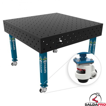 Banco per saldatura con ruote SteelPlus GPPH 1,2x1,2mt spessore 12mm, fori 16mm
