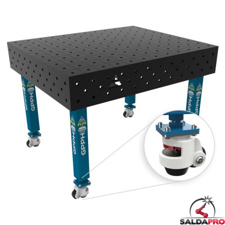 Banco per saldatura con ruote SteelPlus GPPH 1,2x1mt spessore 12mm, fori 16mm