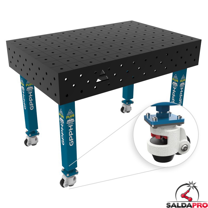 Banco per saldatura con ruote SteelPlus GPPH 1,2x0,8mt spessore 12mm, fori 16mm Banco per saldatura con ruote SteelPlus GPPH 1,2x0,8mt spessore 12mm, fori 16mm