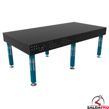 Banco per saldatura SteelPlus GPPH 2,4x1,2mt spessore 12mm, fori 16mm in griglia 50x50mm