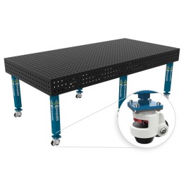 Banco per saldatura con ruote SteelPlus GPPH 2,4x1,2mt spessore 12mm, fori 16mm in griglia 50x50mm