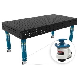 Banco per saldatura con ruote SteelPlus GPPH 2x1mt spessore 12mm, fori 16mm in griglia 50x50mm
