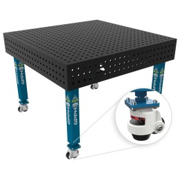 Banco per saldatura con ruote SteelPlus GPPH 1,2x1,2mt spessore 12mm, fori 16mm in griglia 50x50mm