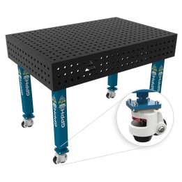 Banco per saldatura con ruote SteelPlus GPPH 1,2x0,8mt spessore 12mm, fori 16mm in griglia 50x50mm