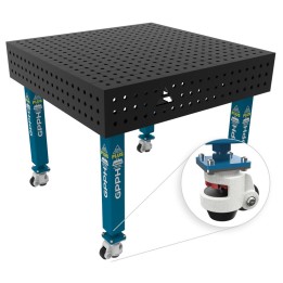 Banco per saldatura con ruote SteelPlus GPPH 1x1mt spessore 12mm, fori 16mm in griglia 50x50mm