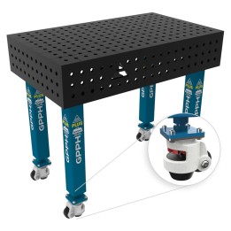 Banco per saldatura con ruote SteelPlus GPPH 1x0,6mt spessore 12mm, fori 16mm in griglia 50x50mm