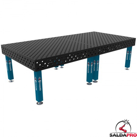 Banco per saldatura SteelMax GPPH 3x1,48mt spessore 15mm, fori 28mm in griglia diagonale