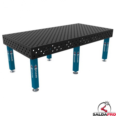 Banco per saldatura SteelMax GPPH 2,4x1,2mt spessore 15mm, fori 28mm in griglia diagonale