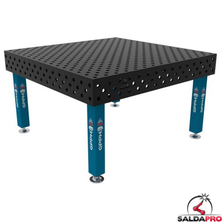 Banco per saldatura SteelMax GPPH 1,5x1,48mt spessore 15mm, fori 28mm in griglia diagonale