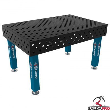 Banco per saldatura SteelMax GPPH 1,5x1mt spessore 15mm, fori 28mm in griglia diagonale