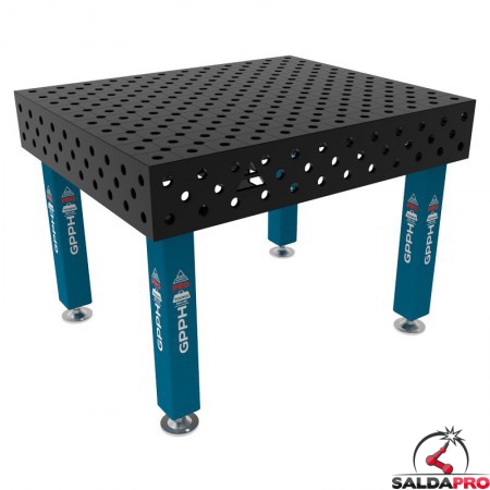 Banco per saldatura SteelMax GPPH 1,2x1mt spessore 15mm, fori 28mm in griglia diagonale