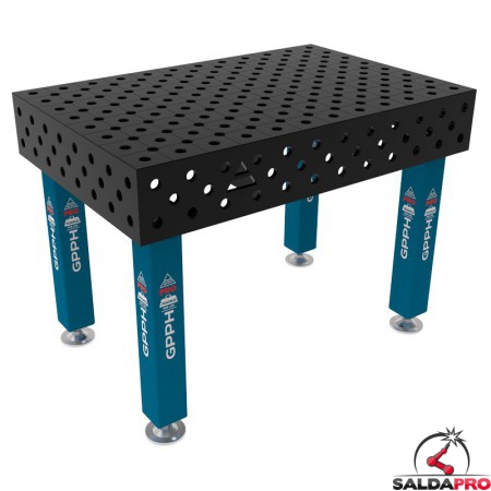 Banco per saldatura SteelMax GPPH 1,2x0,8mt spessore 15mm, fori 28mm in griglia diagonale