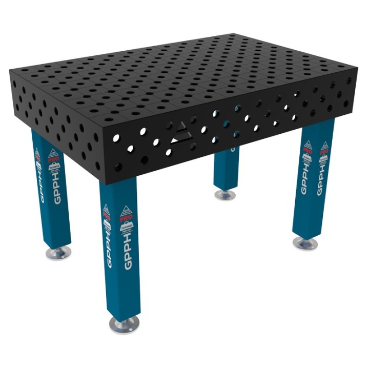 Banco per saldatura SteelMax GPPH 1,2x0,8mt spessore 15mm, fori 28mm in griglia diagonale