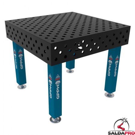 Banco per saldatura SteelMax GPPH 1x1mt spessore 15mm, fori 28mm in griglia diagonale