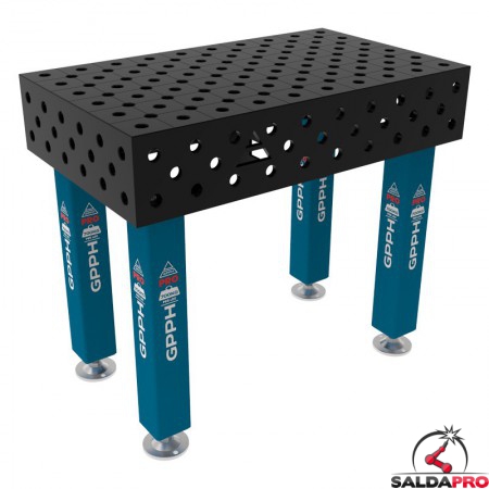 Banco per saldatura SteelMax GPPH 1x0,6mt spessore 15mm, fori 28mm in griglia diagonale