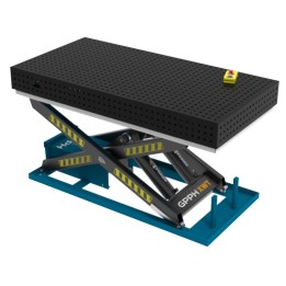 Banco per saldatura SteelEco idraulico GPPH 2x1mt spessore 8mm, fori 16mm in griglia 50x50mm