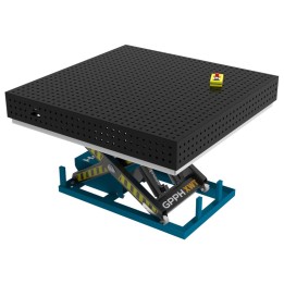 Banco per saldatura SteelEco idraulico GPPH 1,5x1,48mt spessore 8mm, fori 16mm in griglia 50x50mm