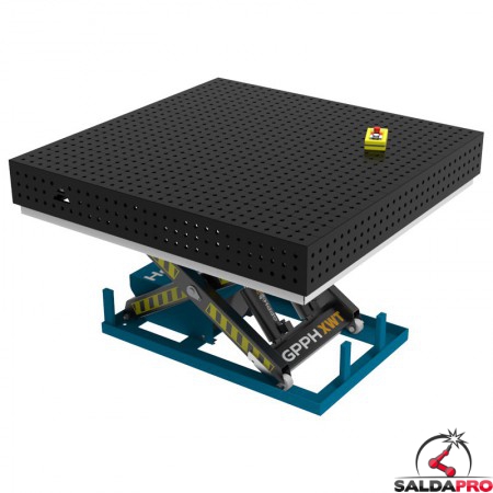 Banco per saldatura SteelEco idraulico GPPH 1,5x1,48mt spessore 8mm, fori 16mm in griglia 50x50mm