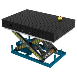 Banco per saldatura SteelEco idraulico GPPH 1,5x1mt spessore 8mm, fori 16mm in griglia 50x50mm