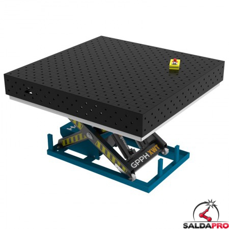 Banco per saldatura SteelEco idraulico GPPH 1,5x1,48mt spessore 8mm, fori 16mm in griglia diagonale