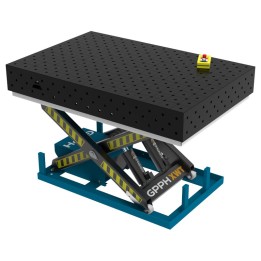 Banco per saldatura SteelEco idraulico GPPH 1,5x1mt spessore 8mm, fori 16mm in griglia diagonale