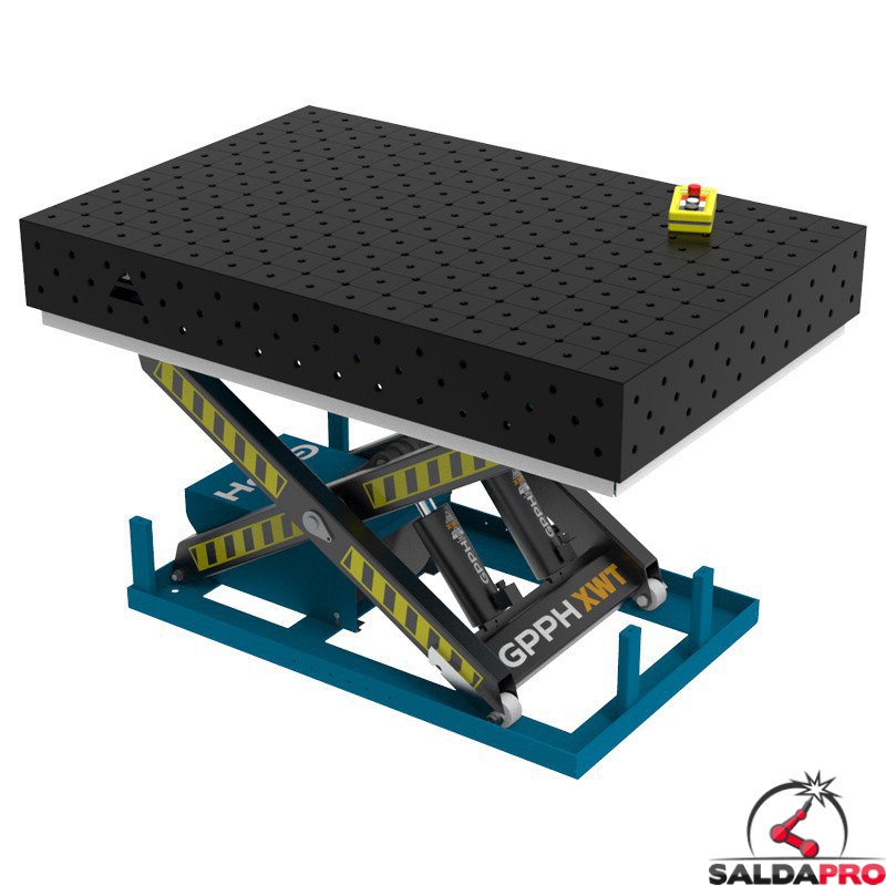 Banco per saldatura SteelEco idraulico GPPH 1,5x1mt spessore 8mm, fori 16mm in griglia diagonale Banco per saldatura SteelEco idraulico GPPH 1,5x1mt spessore 8mm, fori 16mm in griglia diagonale