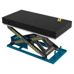Banco per saldatura SteelPlus idraulico GPPH 2x1mt spessore 12mm, fori 16mm in griglia 50x50mm