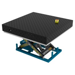 Banco per saldatura SteelPlus idraulico GPPH 1,5x1,48mt spessore 12mm, fori 16mm in griglia diagonale
