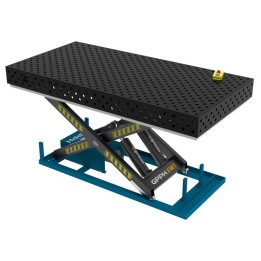 Banco per saldatura SteelMax idraulico GPPH 2,4x1,2mt spessore 15mm, fori 28mm in griglia diagonale