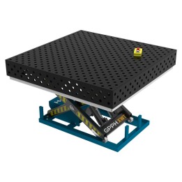 Banco per saldatura SteelMax idraulico GPPH 1,5x1,48mt spessore 15mm, fori 28mm in griglia diagonale