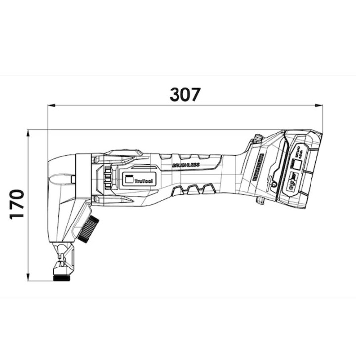 Roditrice a batteria Trumpf TruTool N160 12V per taglio lamiere fino a 1,6mm in Kit