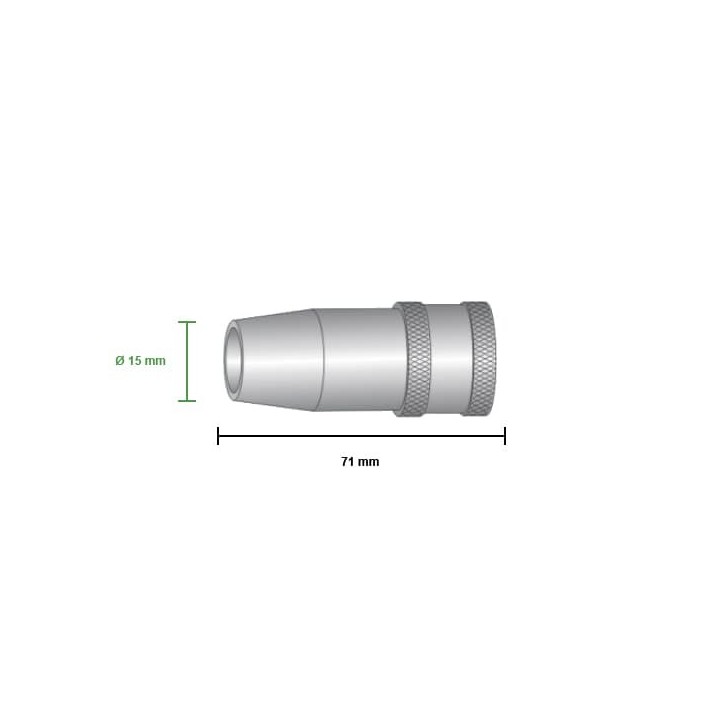 Ugello gas corto Ø 15mm - lunghezza 71mm per torce DINSE® - (10pz)