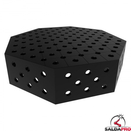 Tavolo saldatura ottagonale GPPH SteelPlus OCT 0,8x0,8mt spessore 12mm, fori 16mm su griglia diagonale