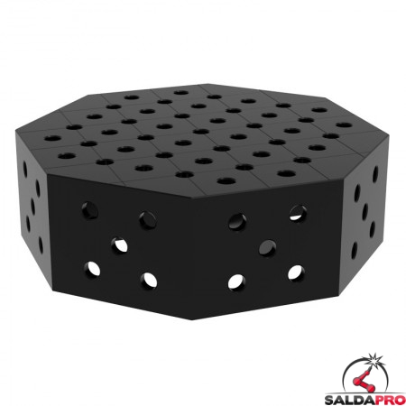 Tavolo saldatura ottagonale GPPH SteelPlus OCT 0,6x0,6mt spessore 12mm, fori 16mm su griglia diagonale