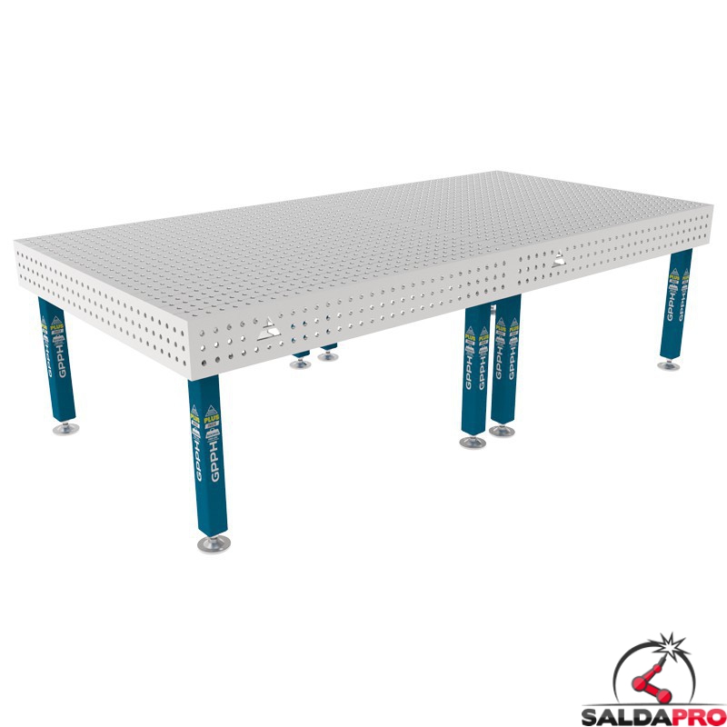 Tavolo per saldatura SteelPlus INOX GPPH 3x1,48mt spessore 12mm, fori 16mm griglia 50x50mm
