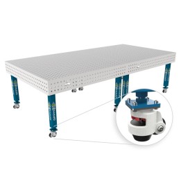 Tavolo per saldatura con ruote SteelPlus INOX GPPH 3x1,48mt spessore 12mm, fori 16mm griglia 50x50mm