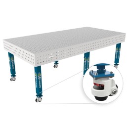 Tavolo per saldatura con ruote SteelPlus INOX GPPH 2,4x1,2mt spessore 12mm, fori 16mm griglia 50x50mm