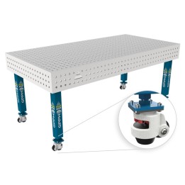 Tavolo per saldatura con ruote SteelPlus INOX GPPH 2x1mt spessore 12mm, fori 16mm griglia 50x50mm