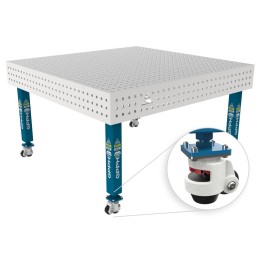 Tavolo per saldatura con ruote SteelPlus INOX GPPH 1,5x1,48mt spessore 12mm, fori 16mm griglia 50x50mm
